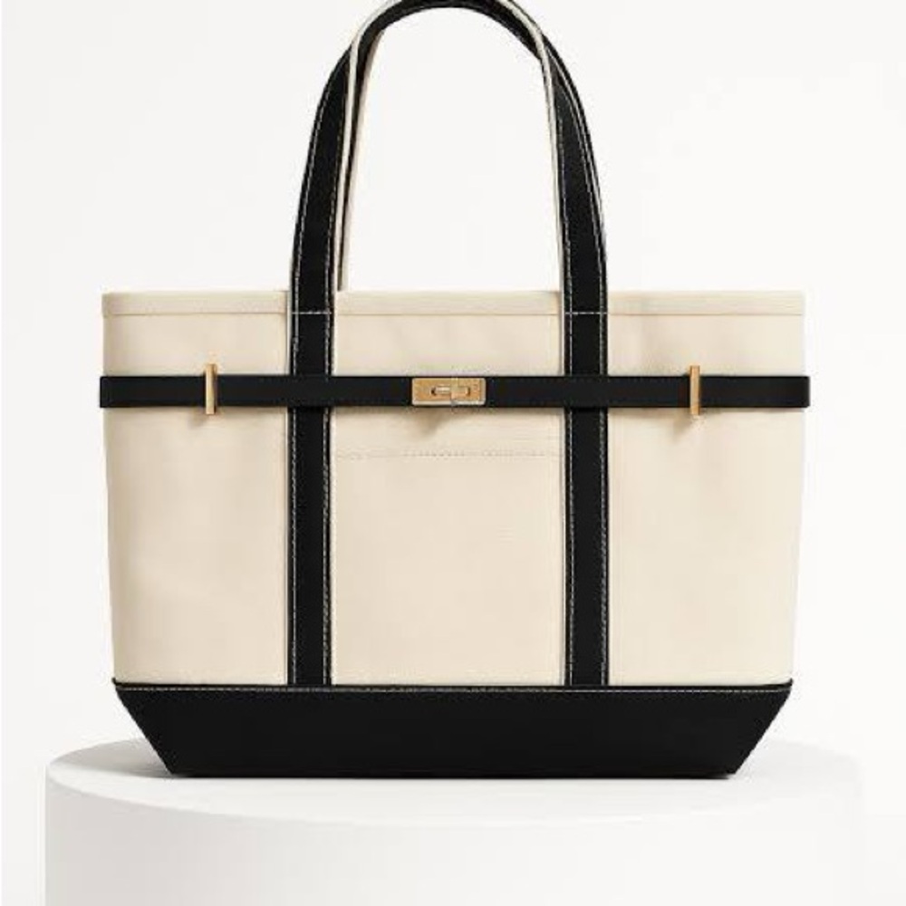 Chic Black and Cream Tote Bag